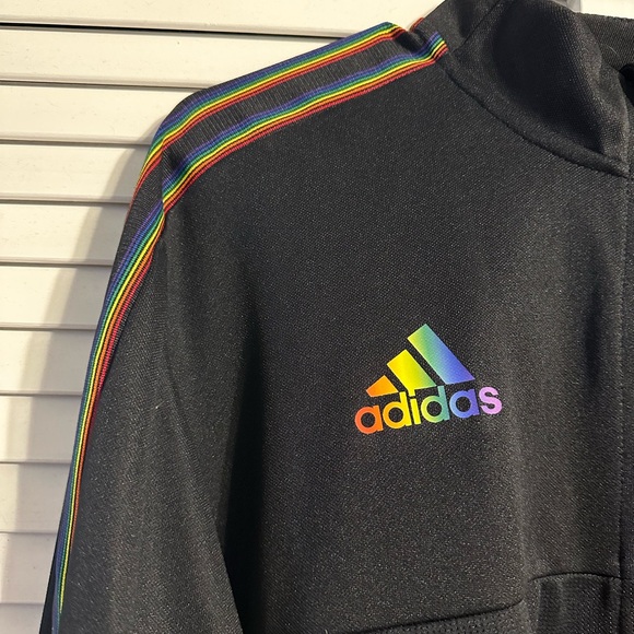Adidas Men's Black Performance Jacket with Rainbow Accents - Picture 2 of 5
